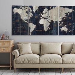 3 Piece World Map Art