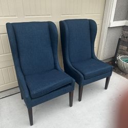 High-Back Blue Cloth Chairs