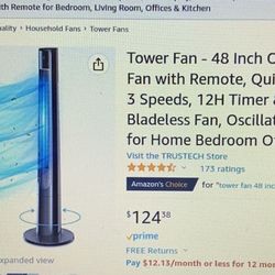 Tower Rotating Fan With Remote 