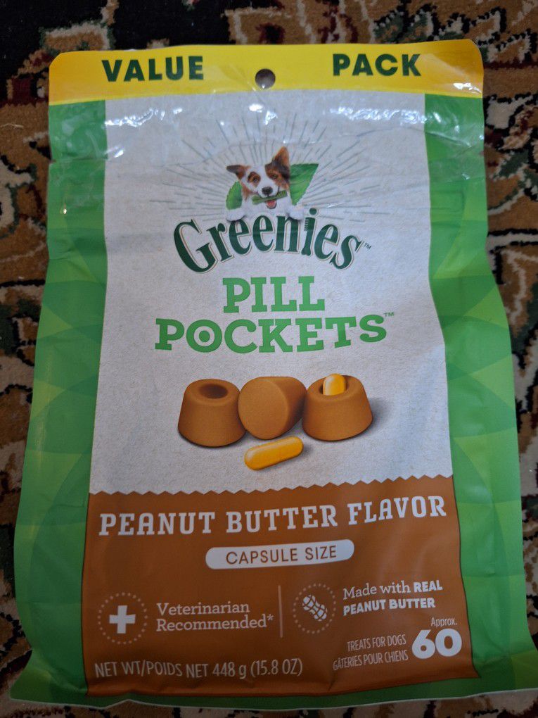 Greenies Pill Pockets Dog Treats 15.8oz Bag Value Pack Peanut Butter Flavor Best By 2025