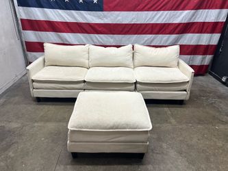 Light Beige Couch & Ottoman
