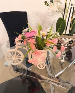 Artificial Flowers in Cute Bicycle Planter