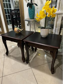 2 side tables 22”x20” and 21” high  in good condition