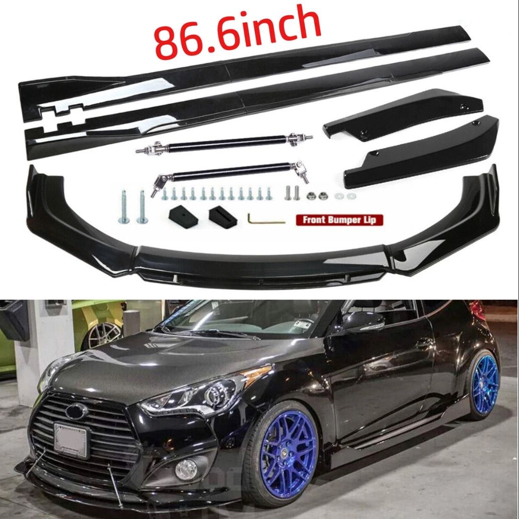 Hyundai Veloster Front Bumper Lip Spoiler + Side Skirt Kit