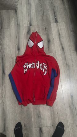 red and blue spiderman full zipup hoodie