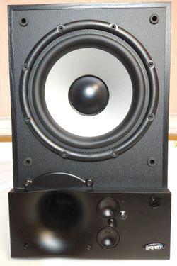 Energy S8.2 subwoofer features an 8-inch polypropylene/mica/glass sphere woofer, a 100-watt RMS / 400-watt peak MOSFET amplifier