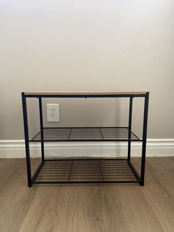 Wood and metal shoe rack