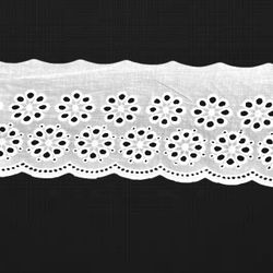 6” Victorian Embroidered White Cotton Eyelet Trim, Two Yards