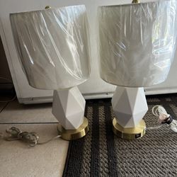 White Pair Lamp w/shade