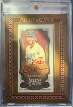 Clayton Kershaw auto /10 baseball card