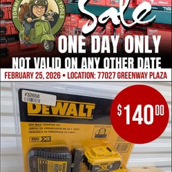 ONE DAY ONLY: DeWALT 20V MAX XR Starter Kit (5.0Ah Battery & Charger)