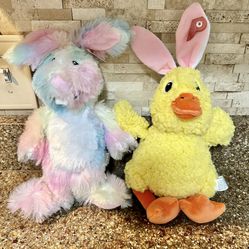2  NEW Adorable Easter Plush (Bunny - Chick) They both have a squeaker in tummy) SEE BELOW!