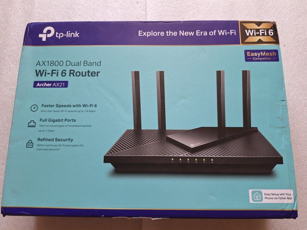 TP-Link AX1800 WiFi 6 Router Archer AX21– Dual Band Wireless Internet, Gigabit, Easy Mesh, Works with Alexa