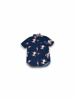 Hollister Epic Flex Stretch Floral Shirt Mens XS Blue Short Sleeve Button