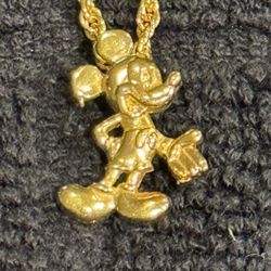 Men's Vintage Gold Toned Disney Brand Mickey Mouse Tie Chain & Charm. Unbranded. Penny is in photo for size reference & not included!