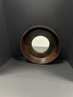 15 Inch Vintage Wood Bowl Turned Mirror