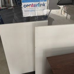 Desk Space Room Dividers With Plexiglass On Top White On The Bottom, Metal Base