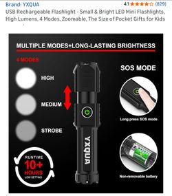 ​NEW 7-Pack USB Rechargeable LED Mini Flashlights - Brand New Bulk Set