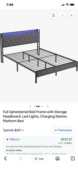Full size bed frame and memory mattress