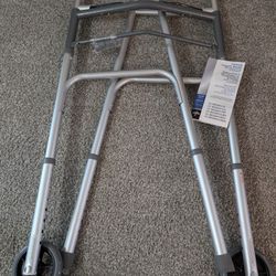 Medline 2 Button Folding Walker W 5 In Wheels Brand New