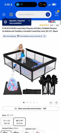 G TALECO GEAR Large Foldable Baby Playpen with Mat