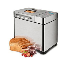 KBS 19-in-1 2LB Bread Maker Machine Fully Automatic LCD Display，Stainless Steel Model# 013