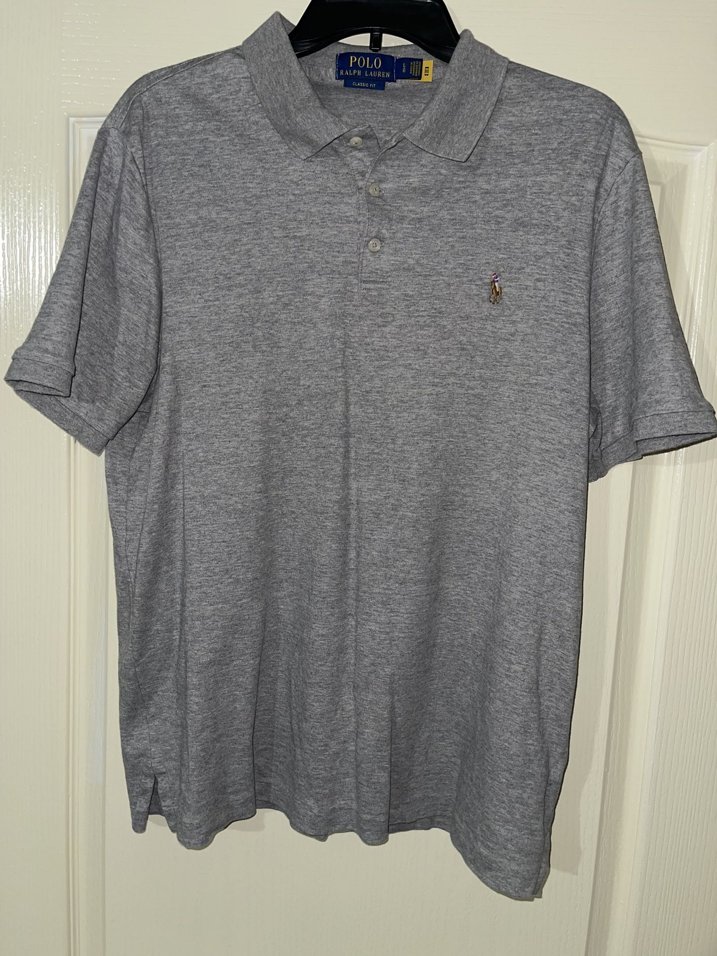 Polo Ralph Lauren Gray Polo Shirt Mens Large Classic Fit Multi Color Pony Casual