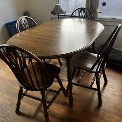 Solid Oak Custom Table And Chairs Solid Wood. Removable Leaf 
