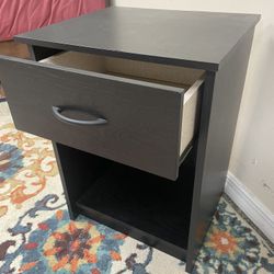 1 Black Bed Nightstand End Table w/ Drawer