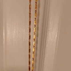 18k Gold Bar Linked Chain Necklace