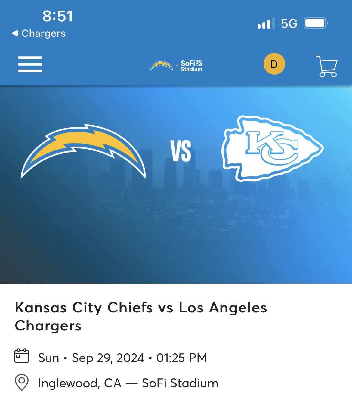 Chargers VS Kansas City Chiefs