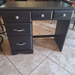 Dark Wood Student Desk with Drawers