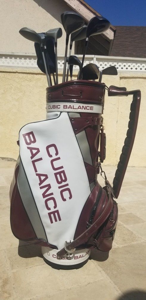 Check Out This NEW "CUBIC BALANCE " Golf Bag W/5 Compartments!includes 15 Odd Golf Clubs!