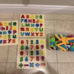 Preschool Alphabet & Number Puzzles + Building Pieces Set