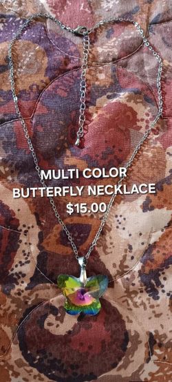 Multi color butterfly necklace