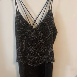 Evening Dress  Top  Black With Gold Sequences  Bottom  Black  Gold Sparkles 