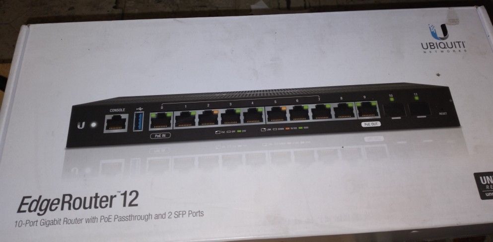 Edge Router Model ER-12 (Condition: BRAND NEW SEALED PACKAGE)10 -port Gb Router W/PoE Passthrough & 2 SFP  Ports