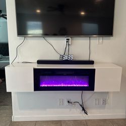 Heated Floating TV Stand With Remote 