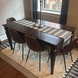 Wood dining table (wth leaf) with seating