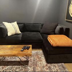Joybird Black Velvet Daya Modular Sectional Couch