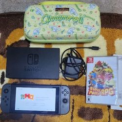 Original Nintendo Switch With Super Mario RPG And Sanrio Carrying Case 