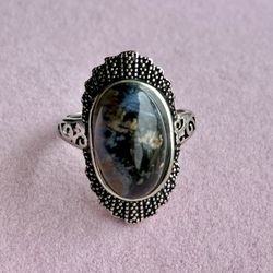 Petersite Ring (Adjustable)  Silver mixed with cupronickel 