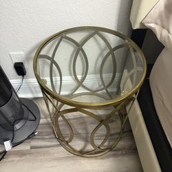 Gold & Glass End Table 