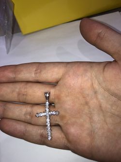 $795- Ladies 14k White Gold Finished Silver Pendant
