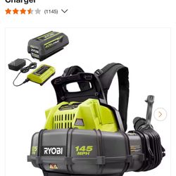 RYOBI 40V Whisper Series 145 MPH 625 CFM Cordless Battery Backpack Leaf Blower with 5.0 Ah Battery and Charger. Condition is Like New, used few times 