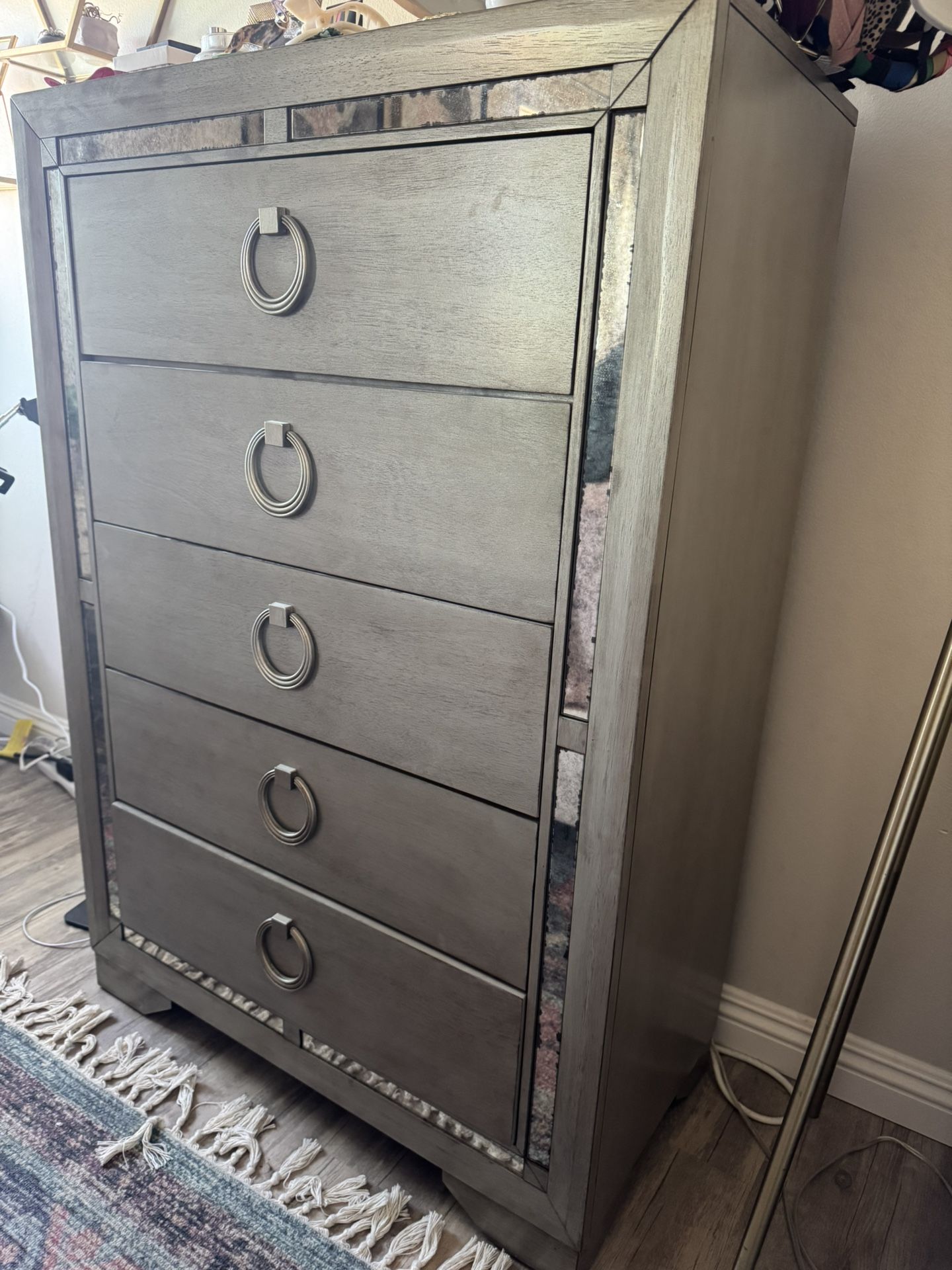 Tall Mirror Detailed Dresser