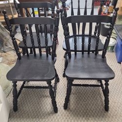 4 Black Wooden Dining Chairs