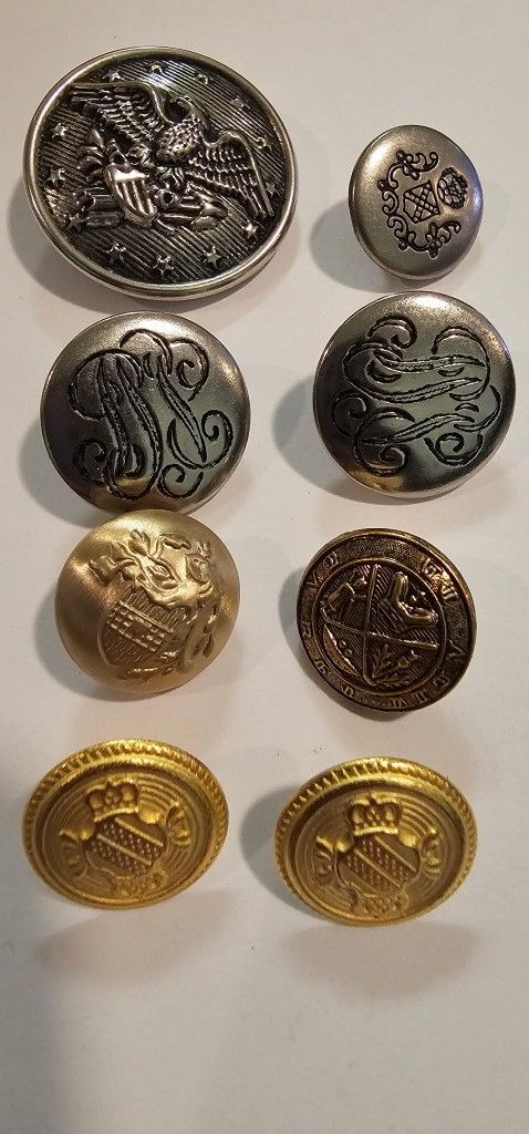 Vintage Metal Military And Monogram Buttons