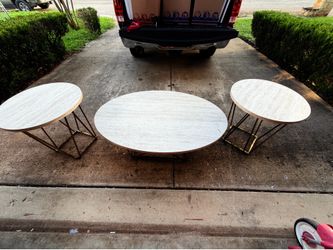 Cream Coffee table with end tables