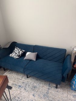 Cute Modern Futon Sofa (Royal Blue)